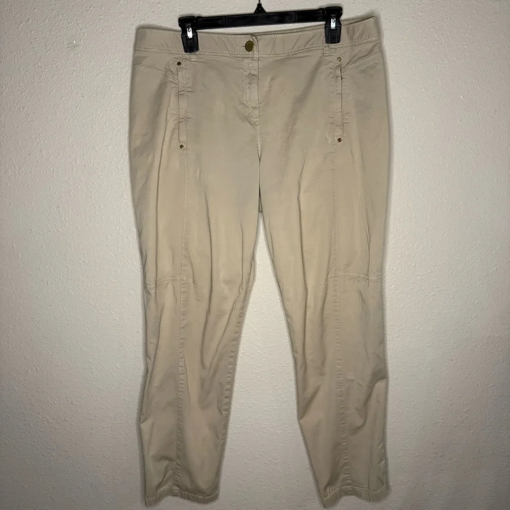 Chico’s Cotton Blend Long Pants Casual Zip Pockets Women’s Size 12 (Chico’s 2) - Picture 1 of 14